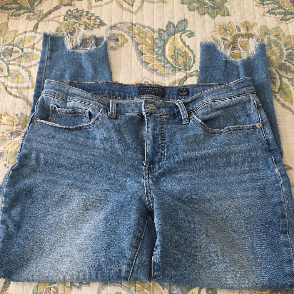 Lucky Brand Light Blue Cropped Distressed Jeans
